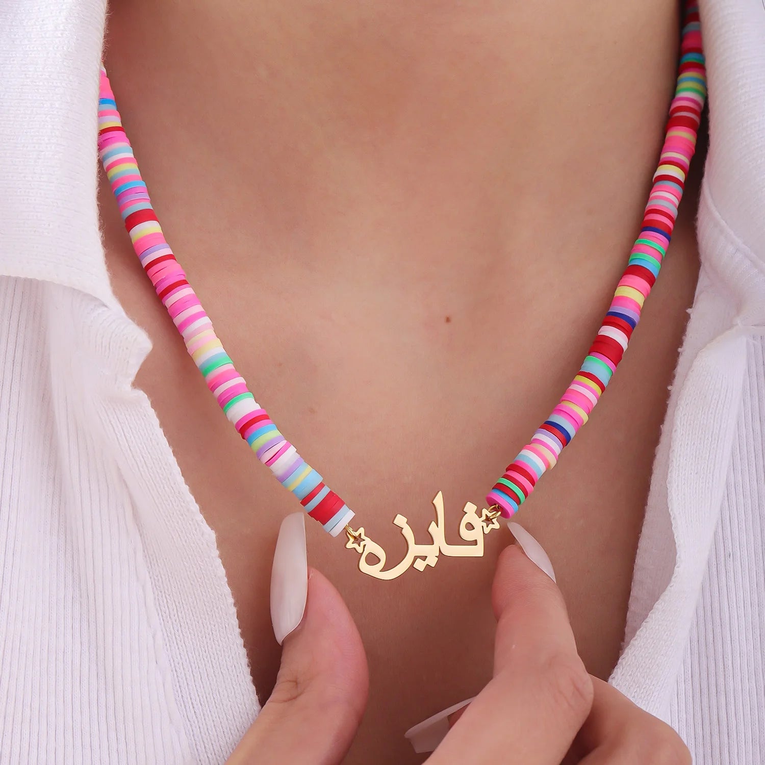 Personalized  Girls Colorful Rainbow Polymer Beads