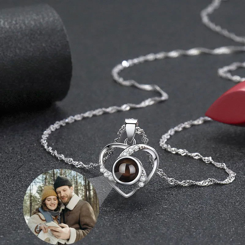 Heart Shape Photo Projection Necklace - Arabic Name Jewellery