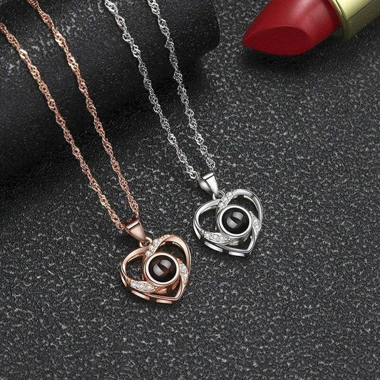Heart Shape Photo Projection Necklace - Arabic Name Jewellery