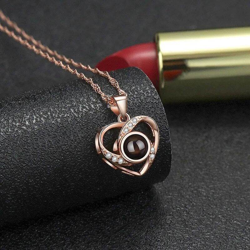 Heart Shape Photo Projection Necklace - Arabic Name Jewellery