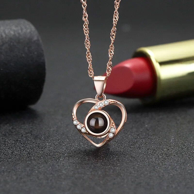 Heart Shape Photo Projection Necklace - Arabic Name Jewellery
