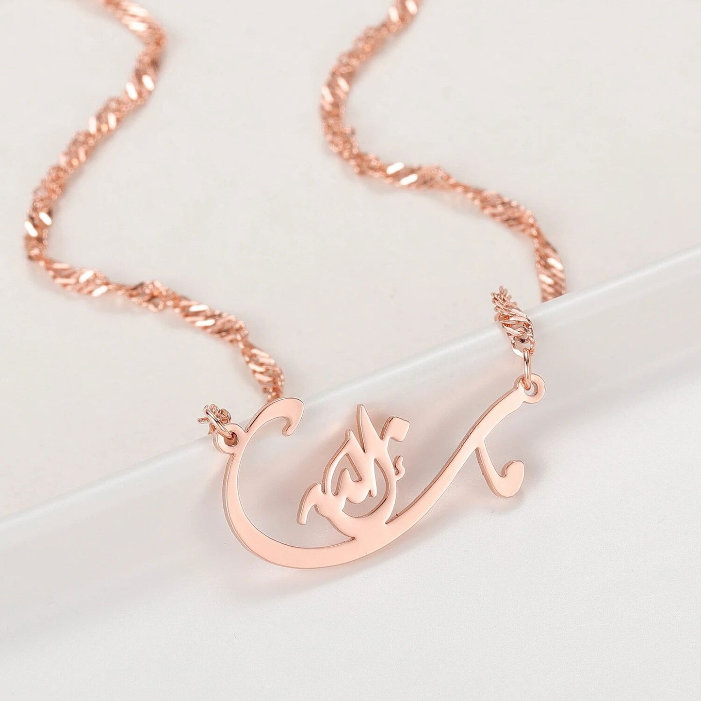 Mashallah Gold Plated Calligraphy Islamic Necklace - Arabic Name Jewellery