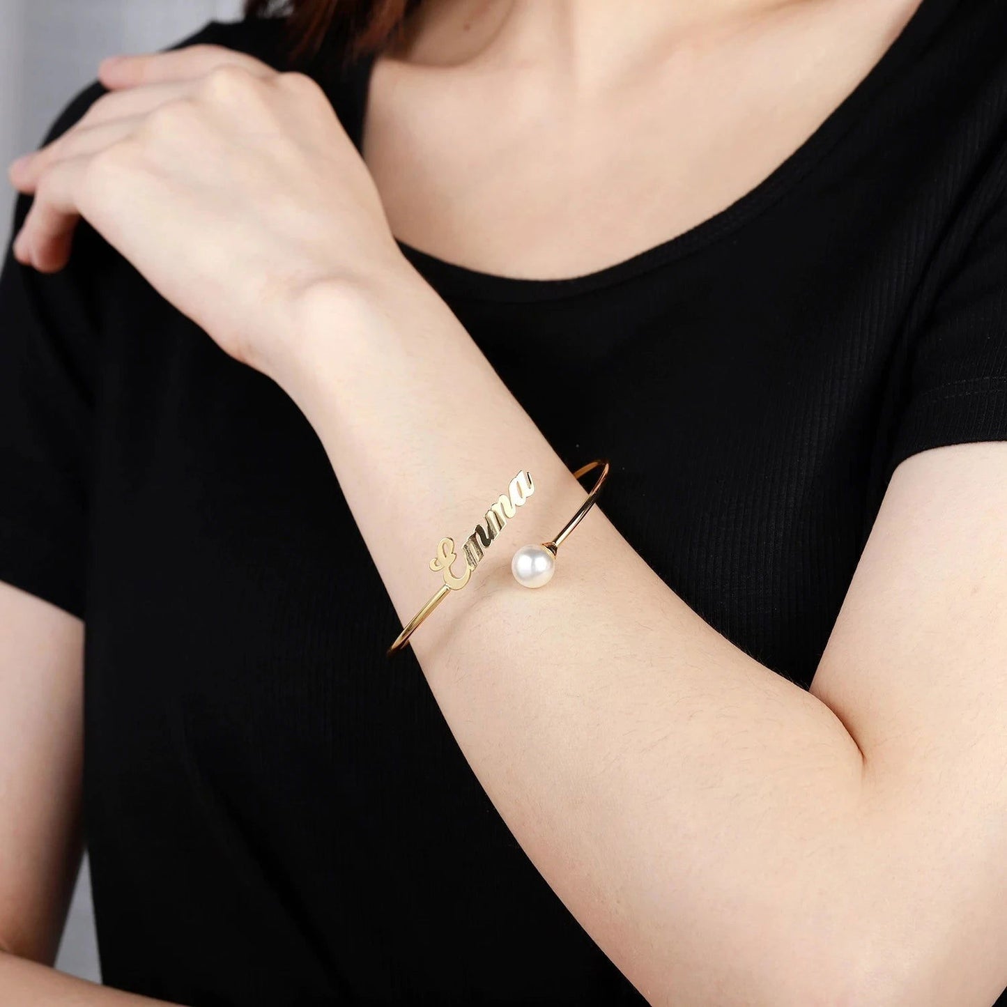 Pearl Personalized Arabic Name Bracelet - Arabic Name Jewellery