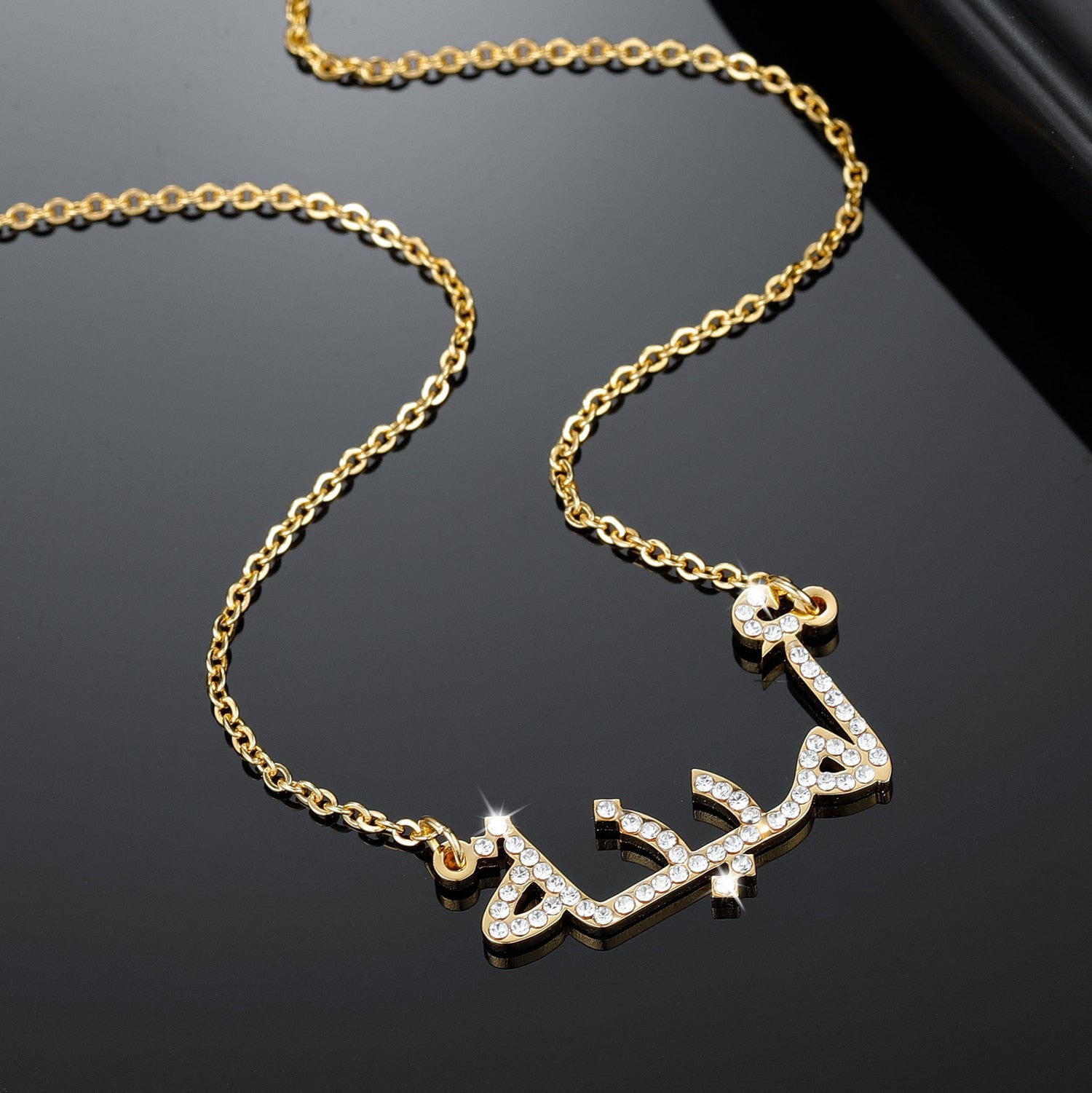 Personalized Arabic Crystal Name Necklace - Arabic Name Jewellery