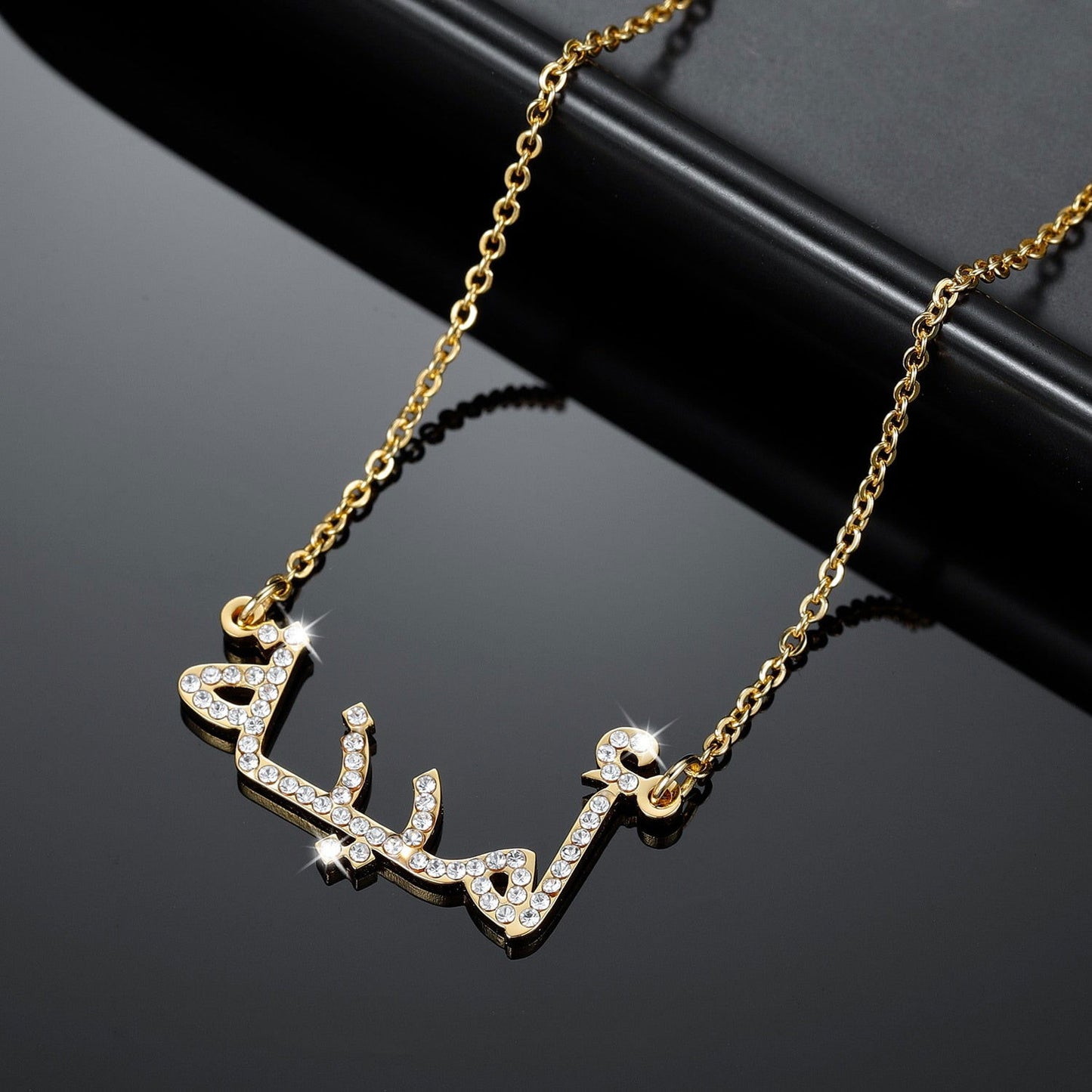 Personalized Arabic Crystal Name Necklace - Arabic Name Jewellery