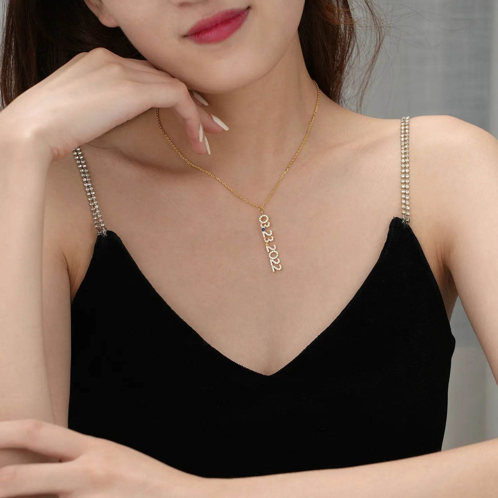 Personalized Date Necklace in Stainless Steel - Arabic Name Jewellery