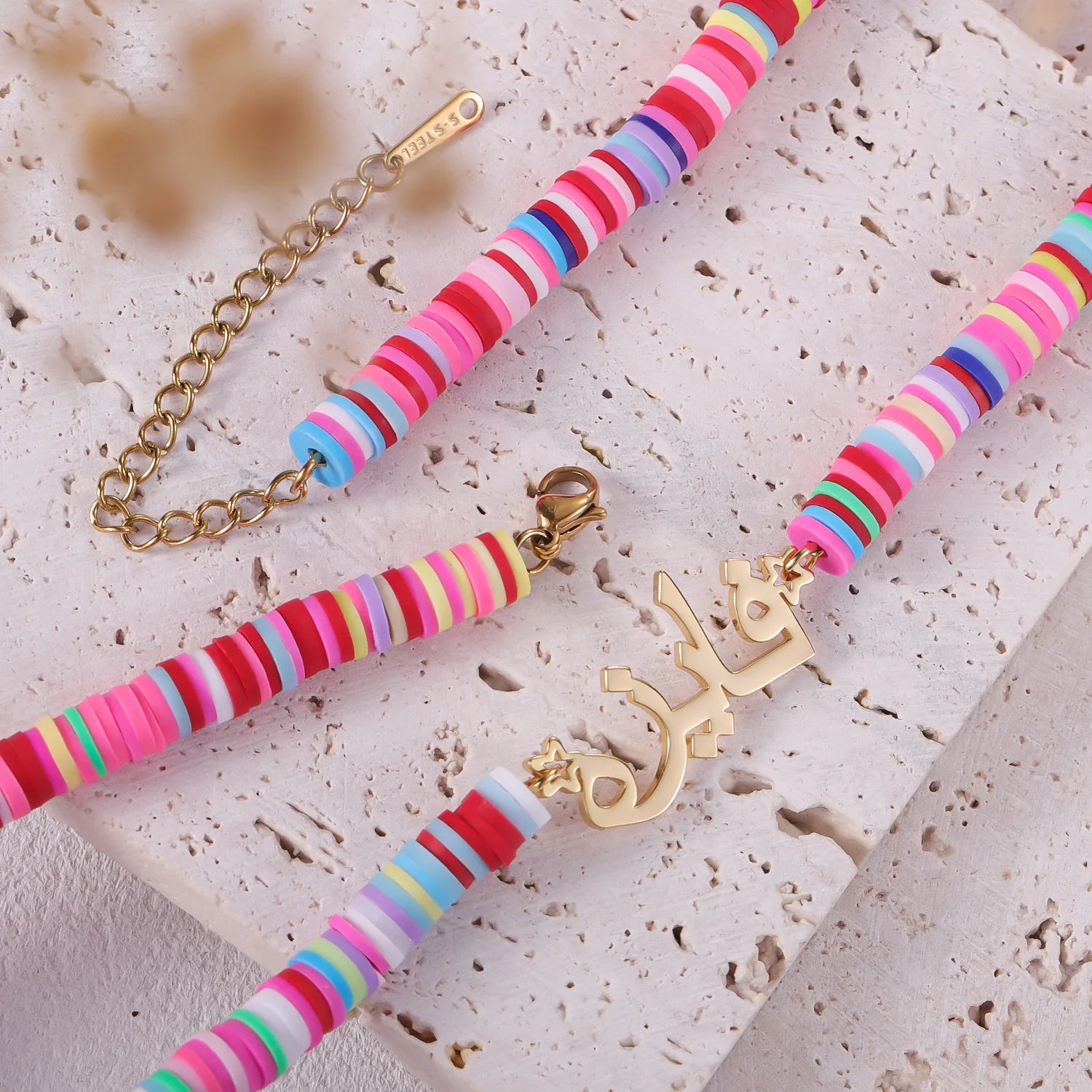 Personalized  Girls Colorful Rainbow Polymer Beads